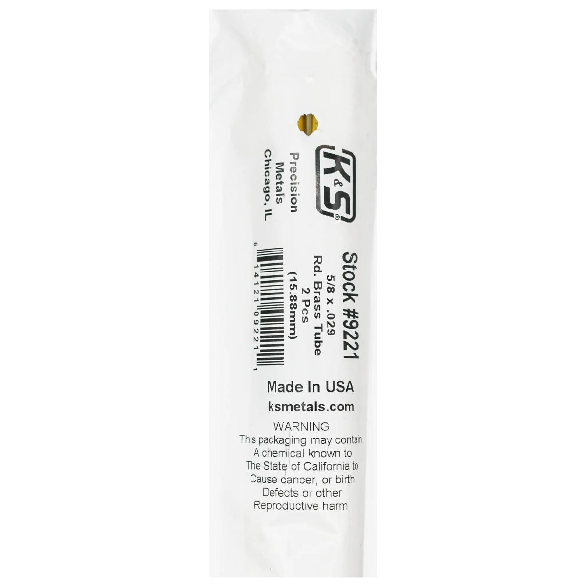 K&S Metal Products 9221 Round Brass Tube 5/8 x.029 x 36 2cd
