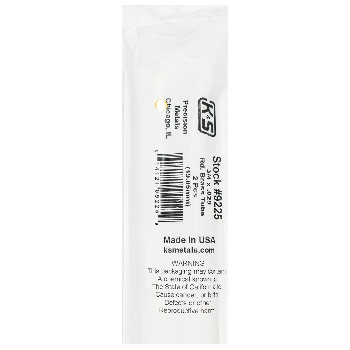 K&S Metal Products 9225 Round Brass Tube 3/4 x.029 x 36 2cd