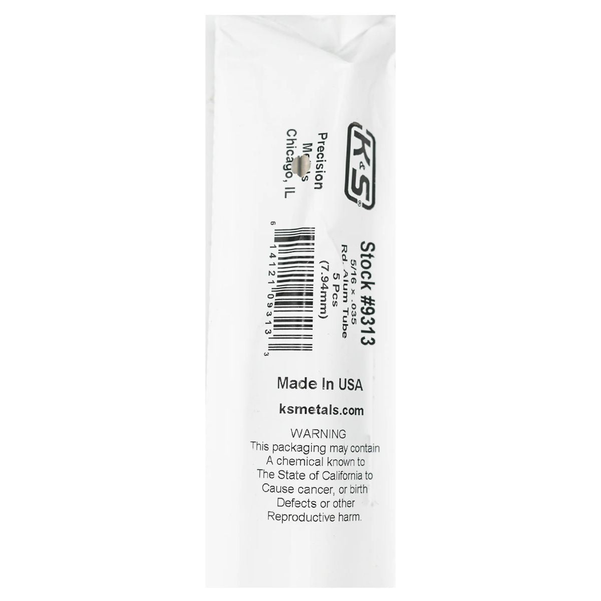 K&S Metal Products 9313 Round Alum. Tube 5/16 x .035 x 36 5cd