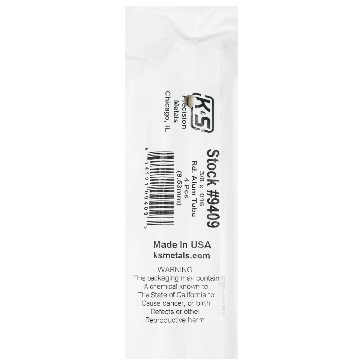 K&S Metal Products 9409 Round Alum. Tube 3/8 x .016 x36 4cd