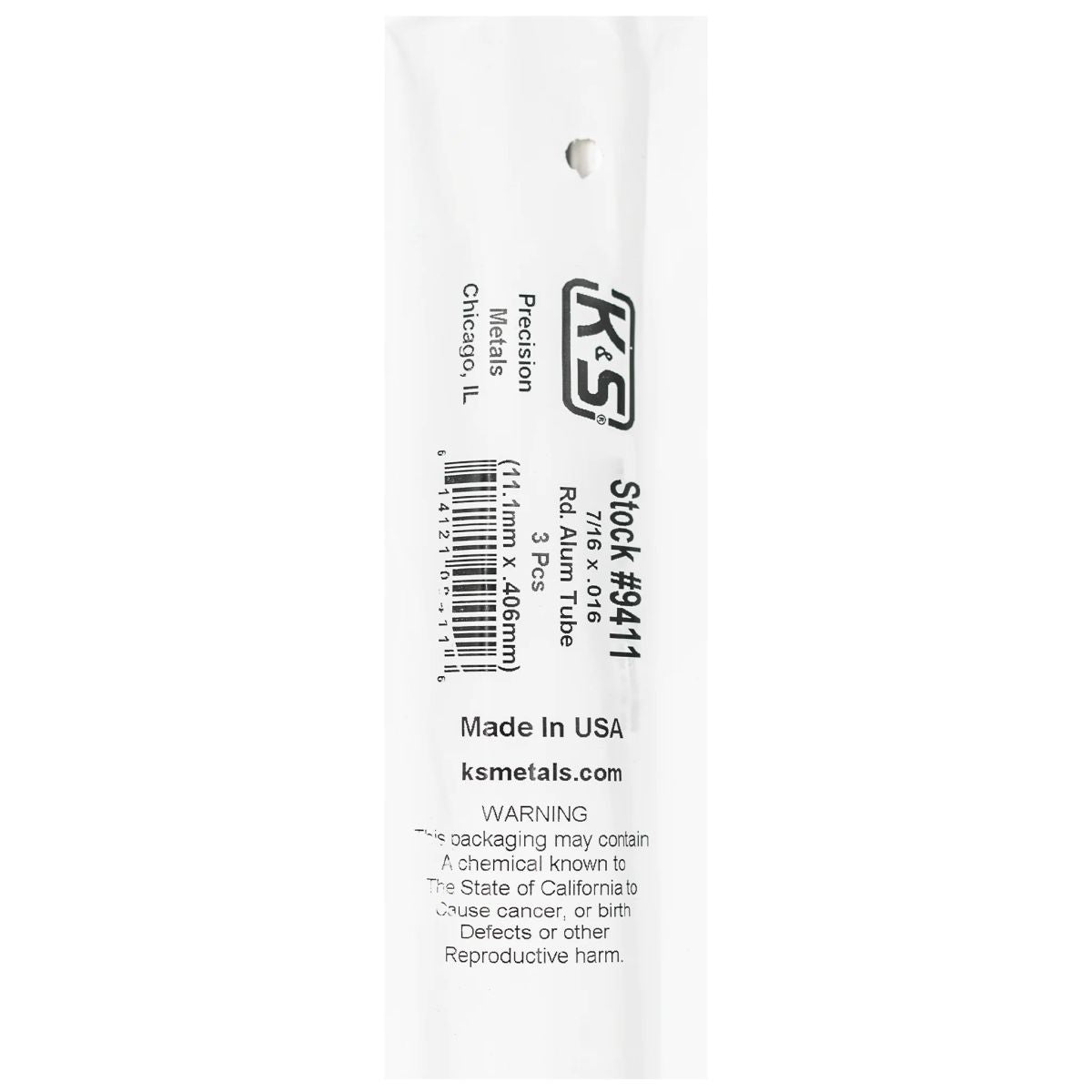 K&S Metal Products 9411 Round Alum. Tube 7/16 x.016 x 36 3cd