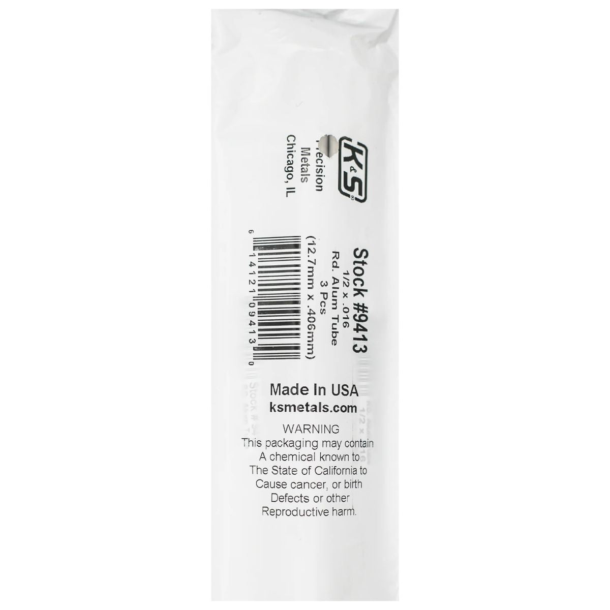 K&S Metal Products 9413 Round Alum. Tube 1/2 x .016 x 36 3cd