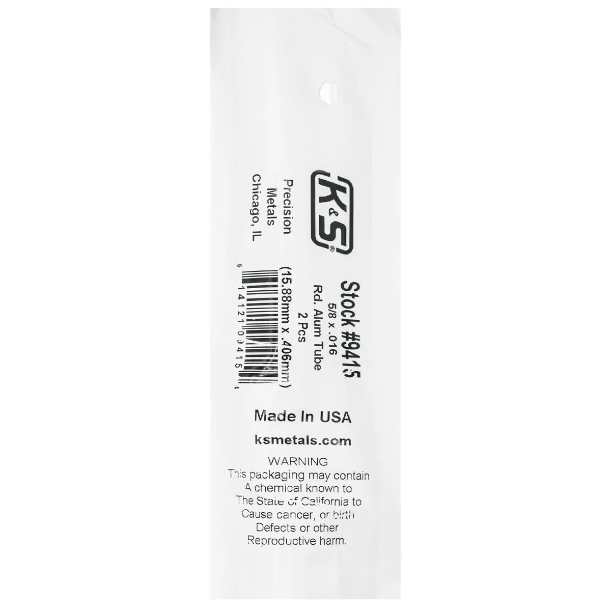 K&S Metal Products 9415 Round Alum. Tube 5/8 x.016 x 36 2cd