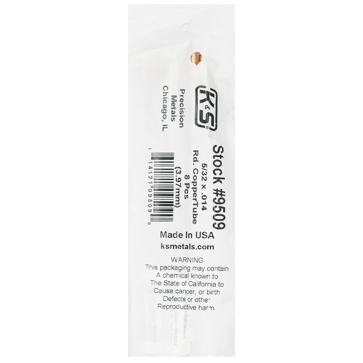 K&S Metal Products 9509 Round Copper Tube 5/32 x.014 x 36 8cd