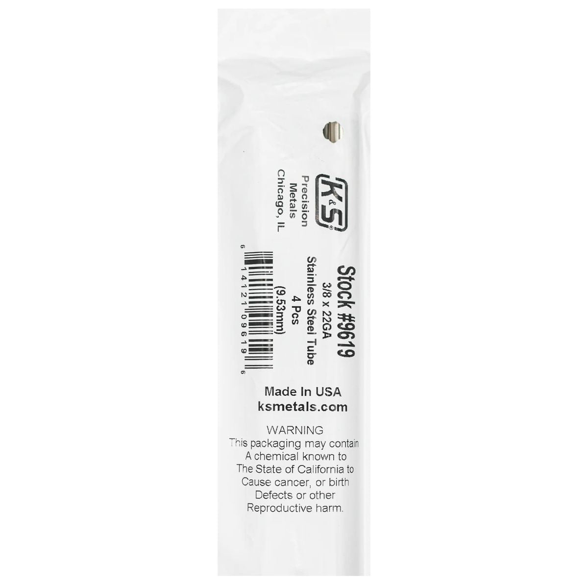 K&S Metal Products 9619 Round SS Tube 3/8 x 22GA 36 4cd