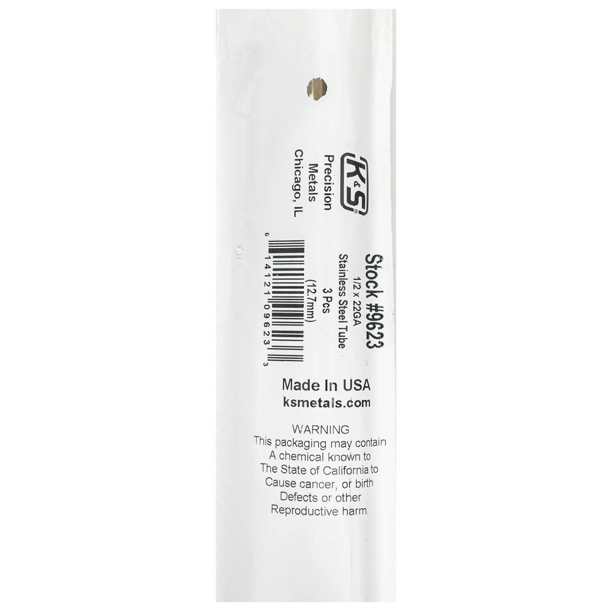 K&S Metal Products 9623 Round SS Tube 1/2 x 22GA 36 3cd