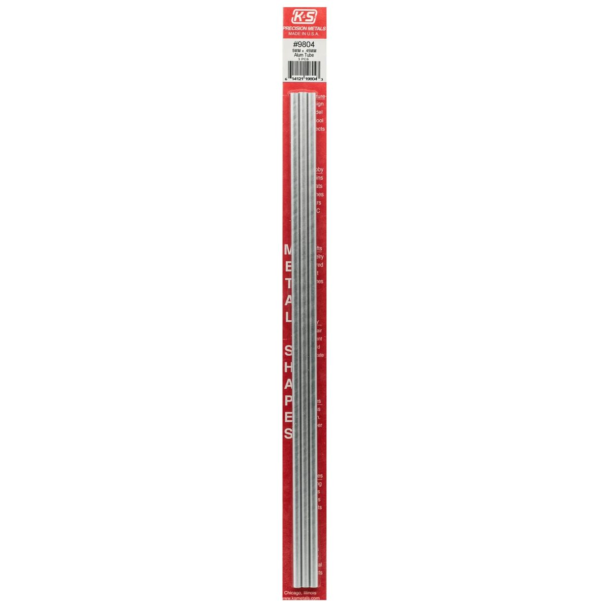 K&S Metal Products 9804 5MM OD X .45MM Wall Round Alum. Tube 3cd