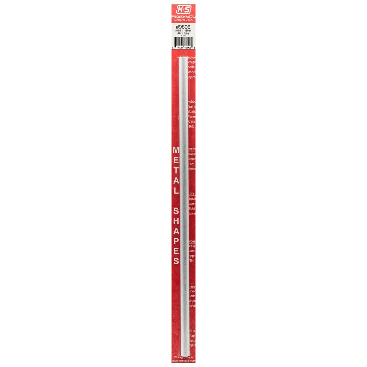 K&S Metal Products 9808 9MM OD X .45MM Wall Round Alum. Tube 1cd