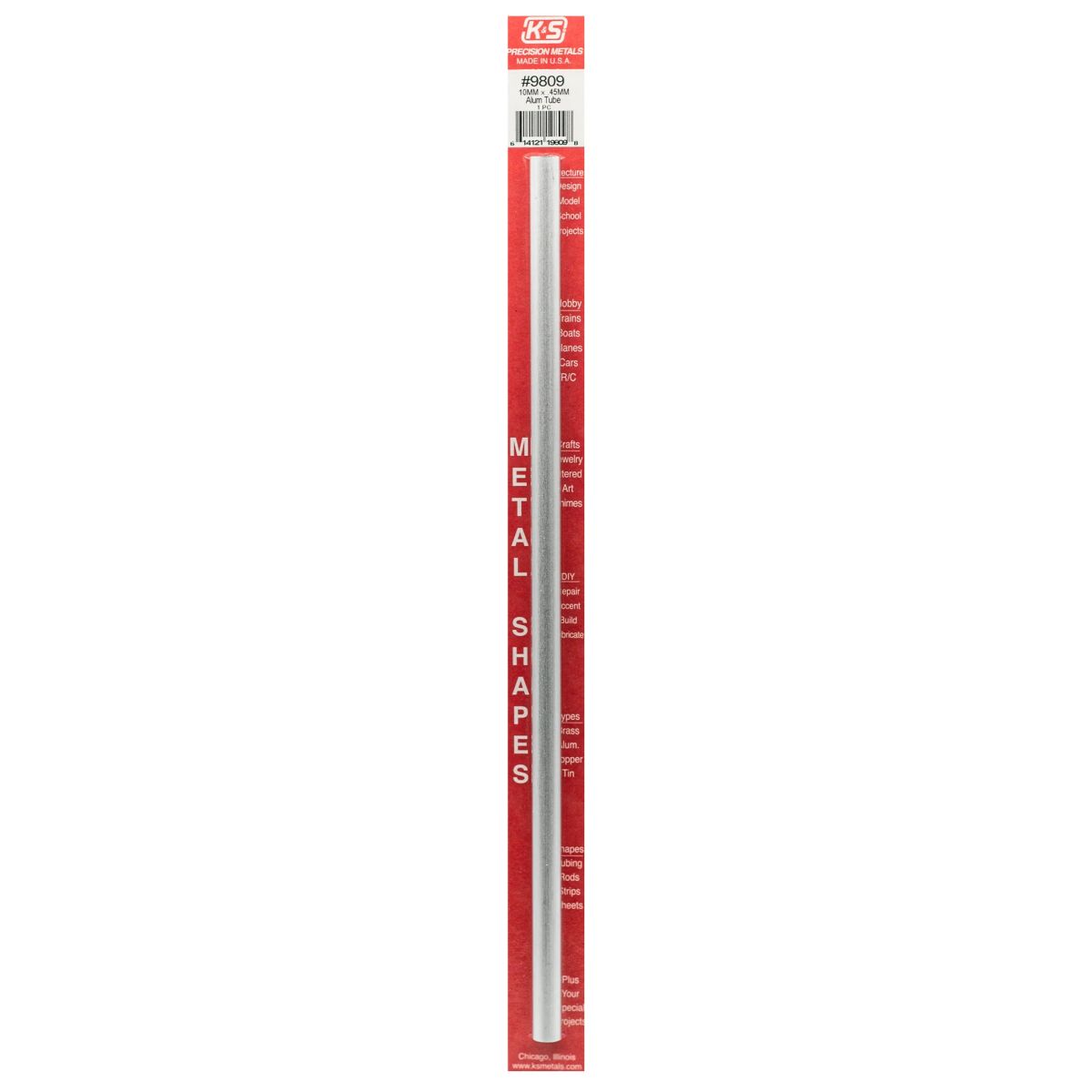 K&S Metal Products 9809 10MM OD X .45MM Wall Round Alum. Tube 1cd