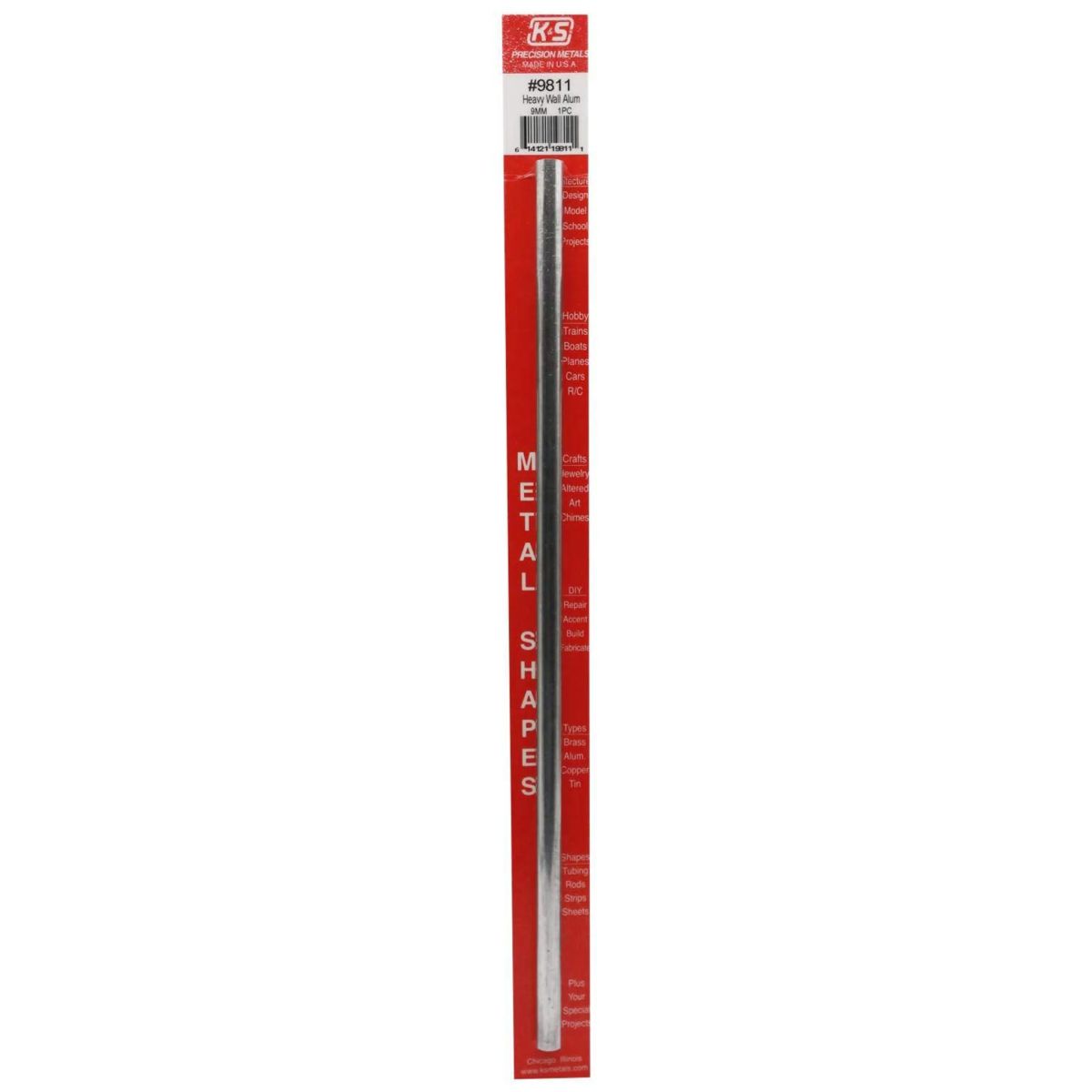 K&S Metal Products 9811 9MM OD X .76MM Wall Round Alum. Tube 1cd