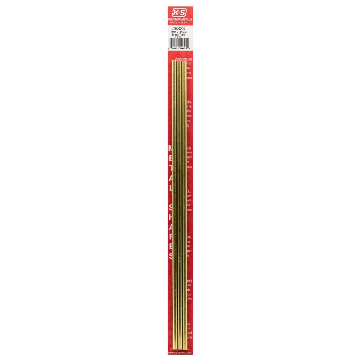 K&S Metal Products 9823 5MM OD X .45MM Wall Round Brass Tube 3cd