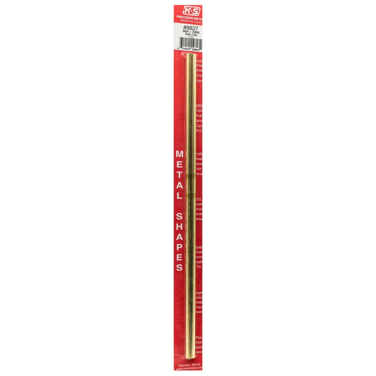 K&S Metal Products 9827 9MM OD X .45MM Wall Round Brass Tube 1cd