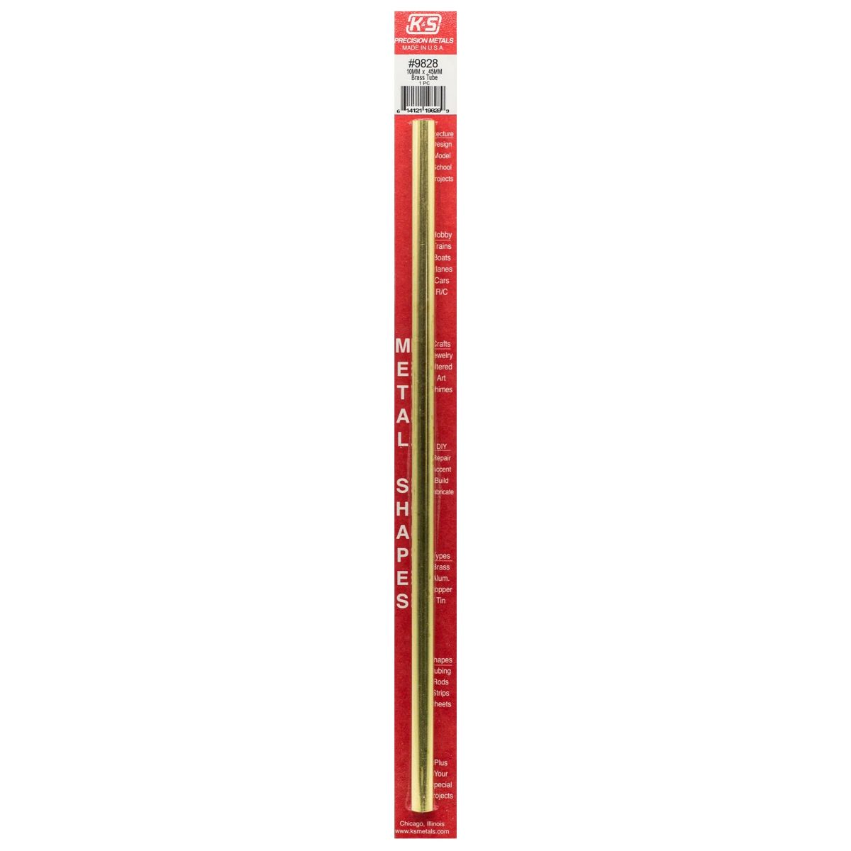K&S Metal Products 9828 10MM OD X .45MM Wall Round Brass Tube 1cd