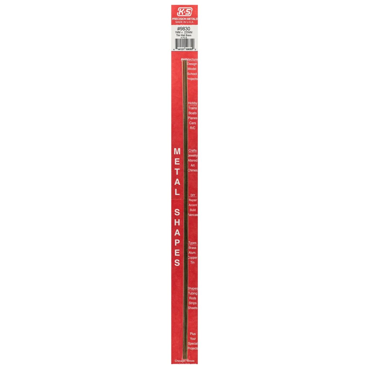 K&S Metal Products 9830 1MM OD X .225MM Wall Round Brass Tube 4cd