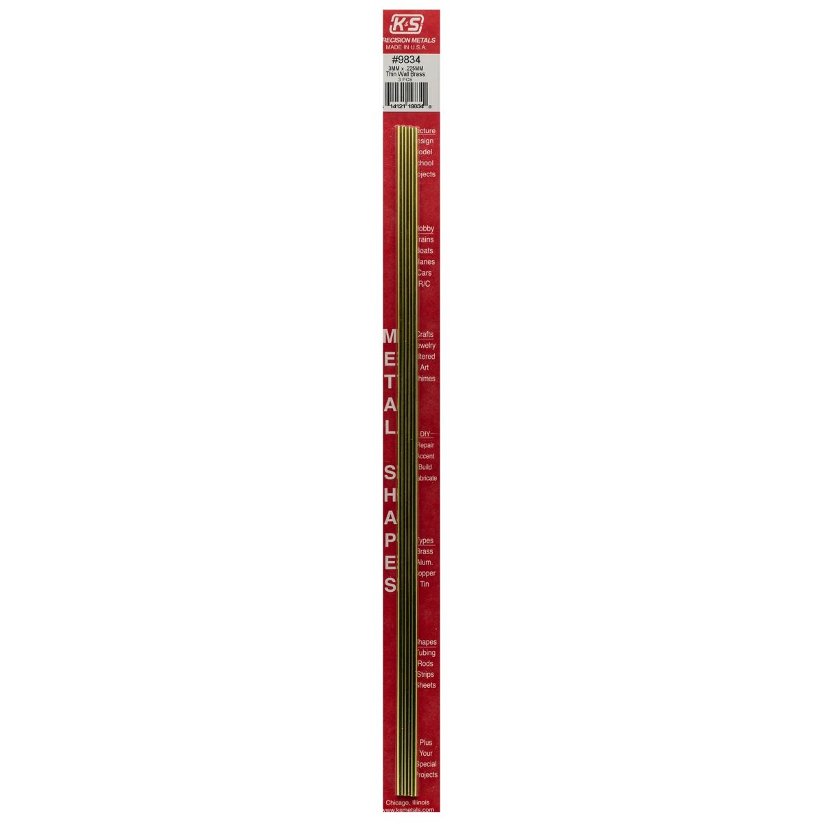 K&S Metal Products 9834 3MM OD X .225MM Wall Round Brass Tube 3cd