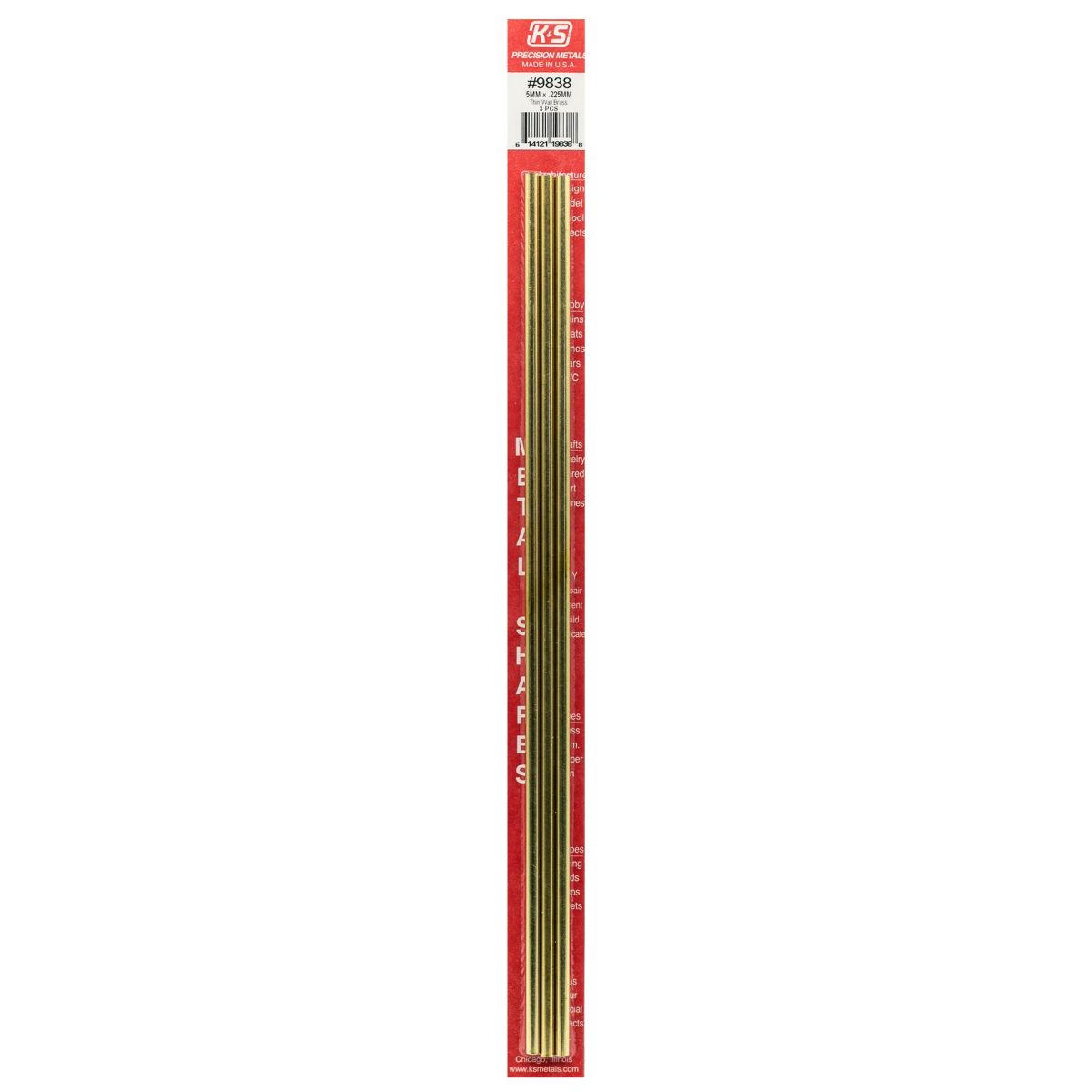 K&S Metal Products 9838 5MM OD X .225MM Wall Round Brass Tube 3cd