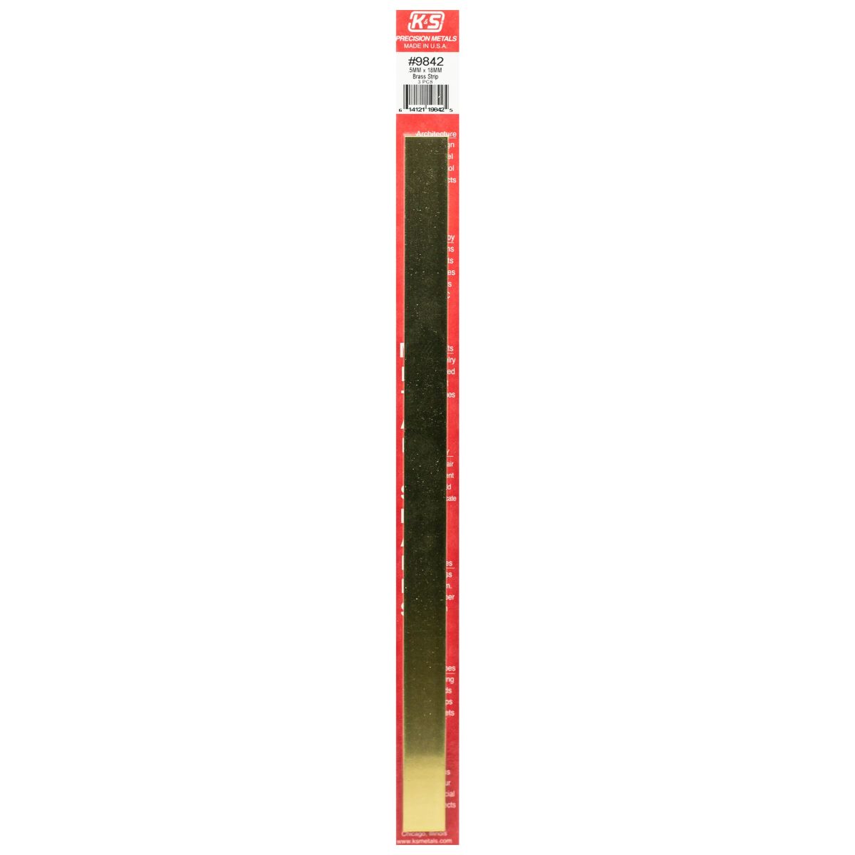 K&S Metal Products 9842 .5MM Thick X 18MM Wide Brass Strip 3cd