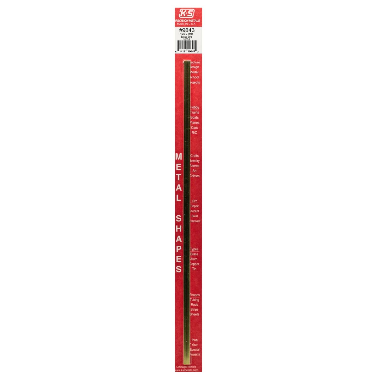 K&S Metal Products 9843 1MM Thick X 6MM Wide Brass Strip 3cd