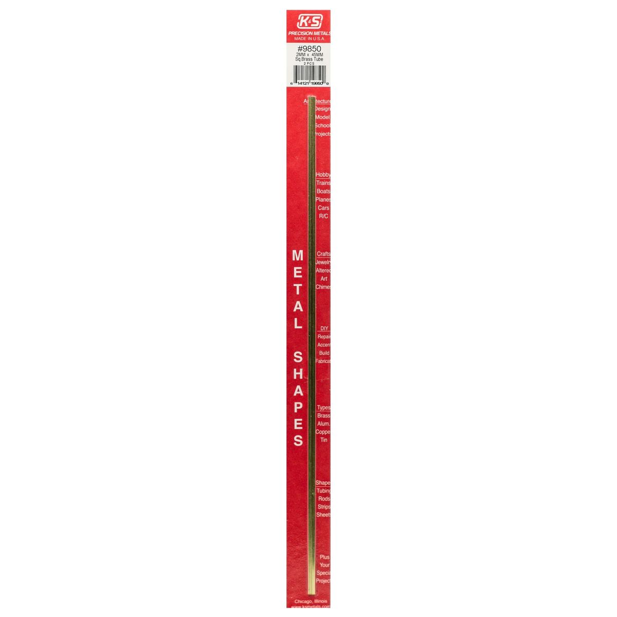 K&S Metal Products 9850 2MMX2MM X .45MM Wall Square Brass Tube 2cd