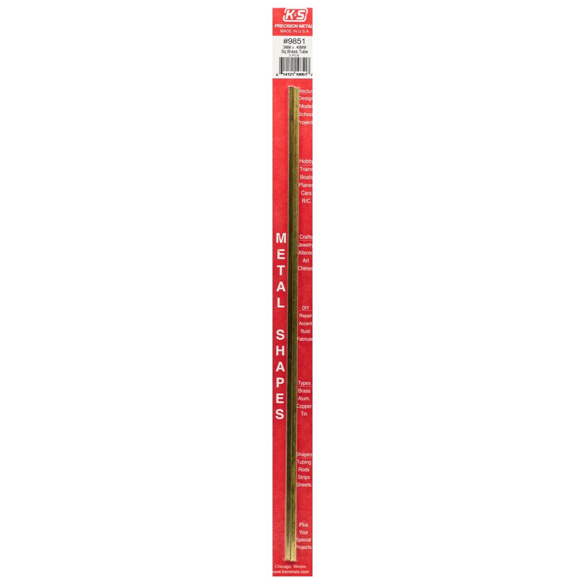 K&S Metal Products 9851 3MMX3MM X .45MM Wall Square Brass Tube 2cd