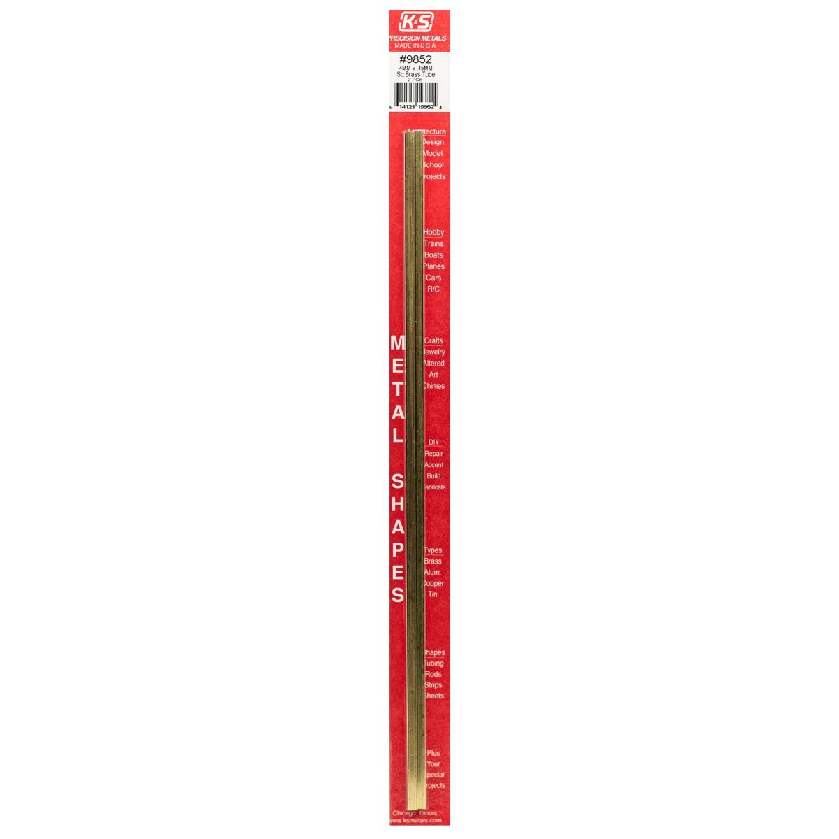 K&S Metal Products 9852 4MMX4MM X .45MM Wall Square Brass Tube 2cd