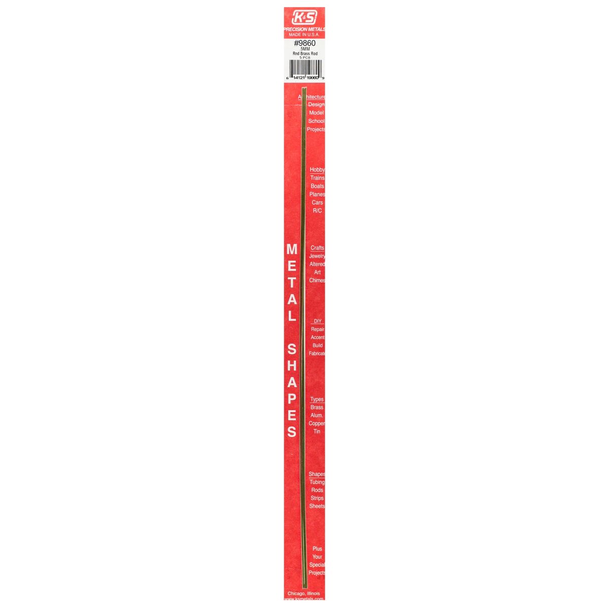K&S Metal Products 9860 .5MM Diameter Round Brass Rod 5cd
