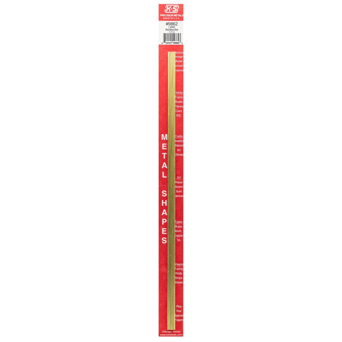 K&S Metal Products 9862 1.5MM Diameter Round Brass Rod 5cd