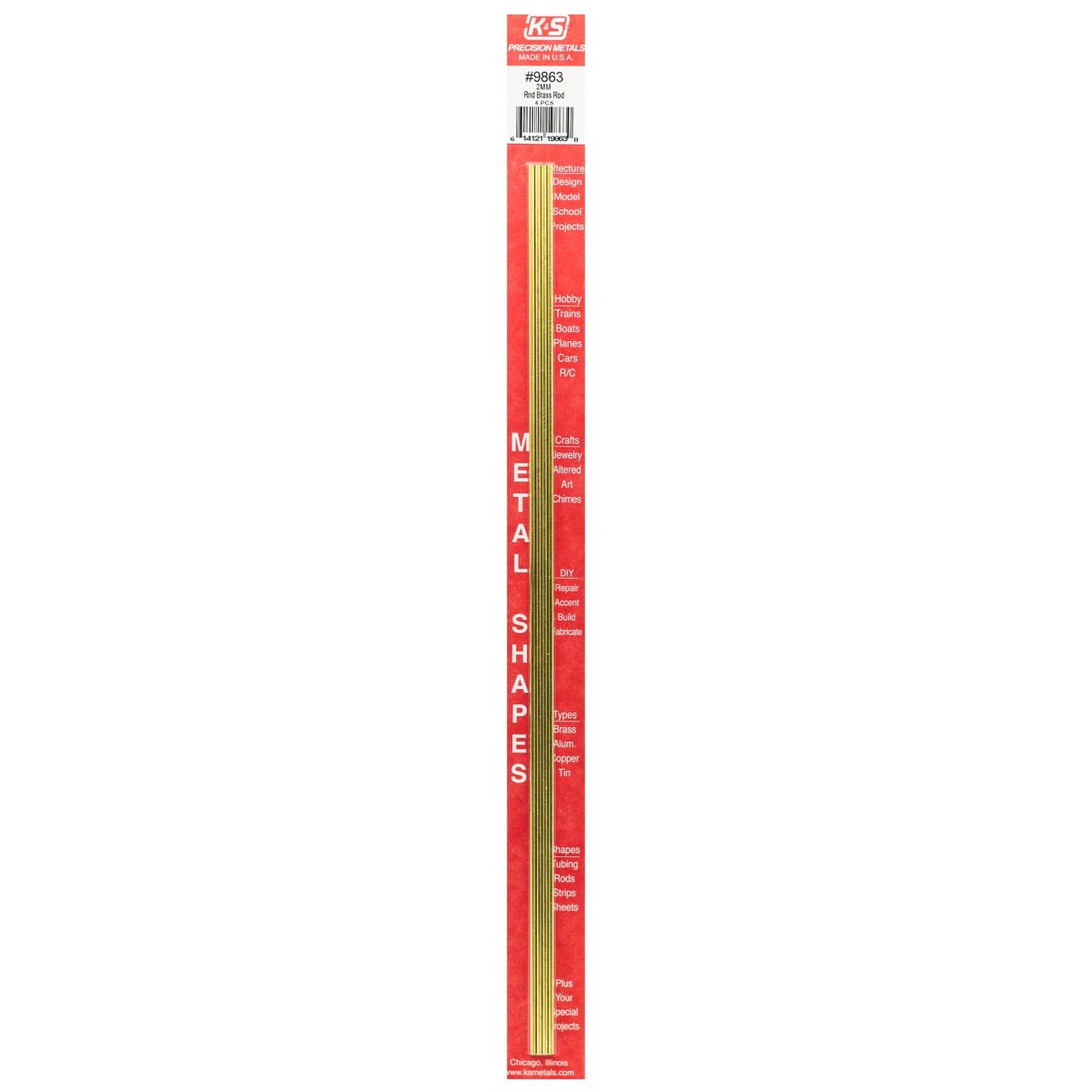 K&S Metal Products 9863 2MM Diameter Round Brass Rod 4cd
