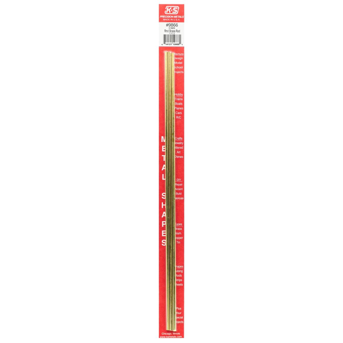 K&S Metal Products 9866 3.5MM Diameter Round Brass Rod 3cd