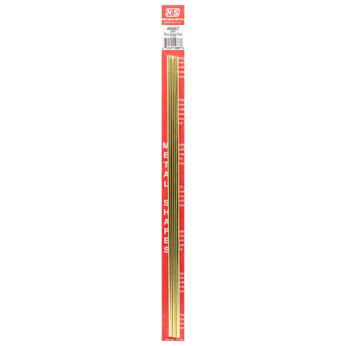K&S Metal Products 9867 4MM Diameter Round Brass Rod 3cd