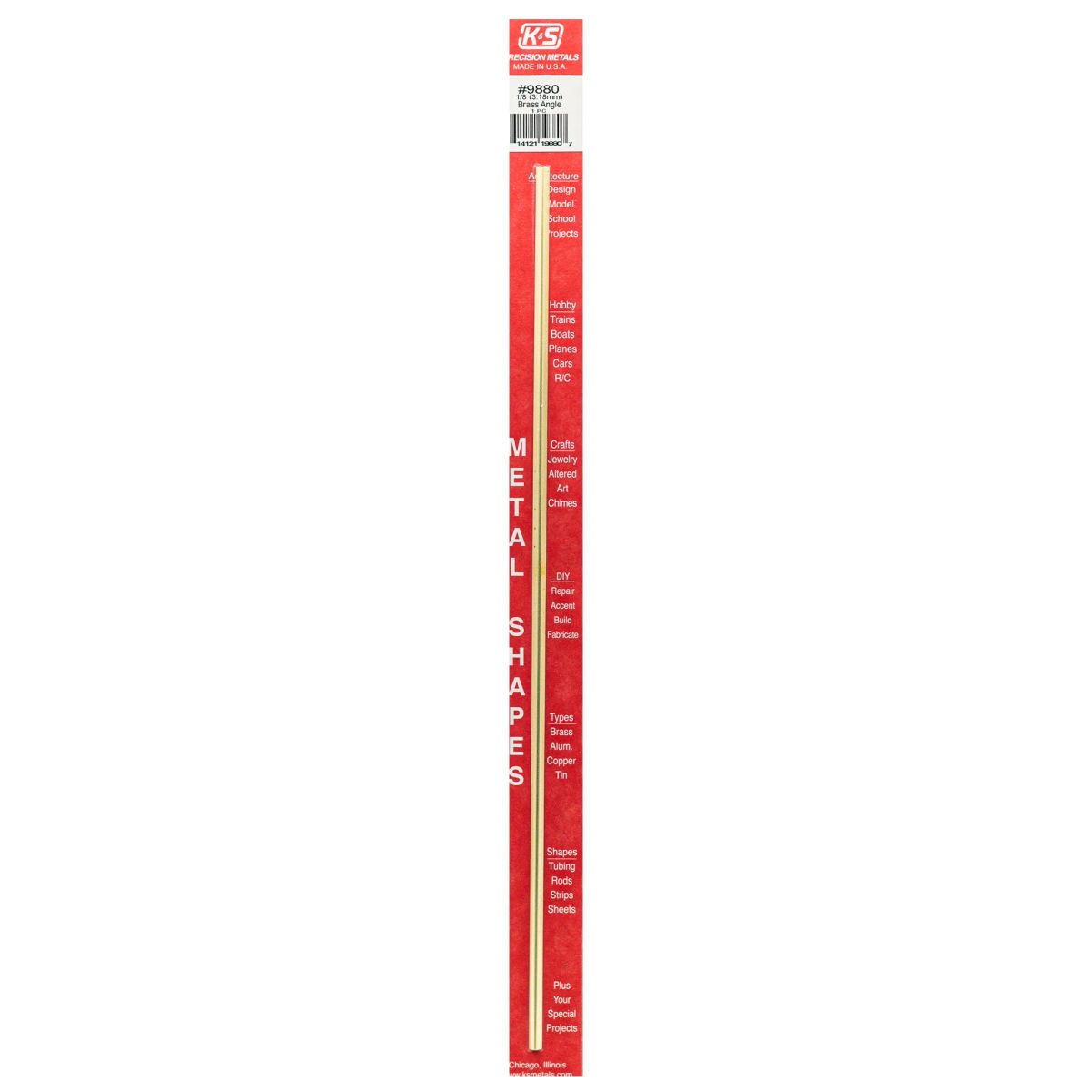 K&S Metal Products 9880 0.014 Wall 1/8 Leg Length Brass Angle 1cd