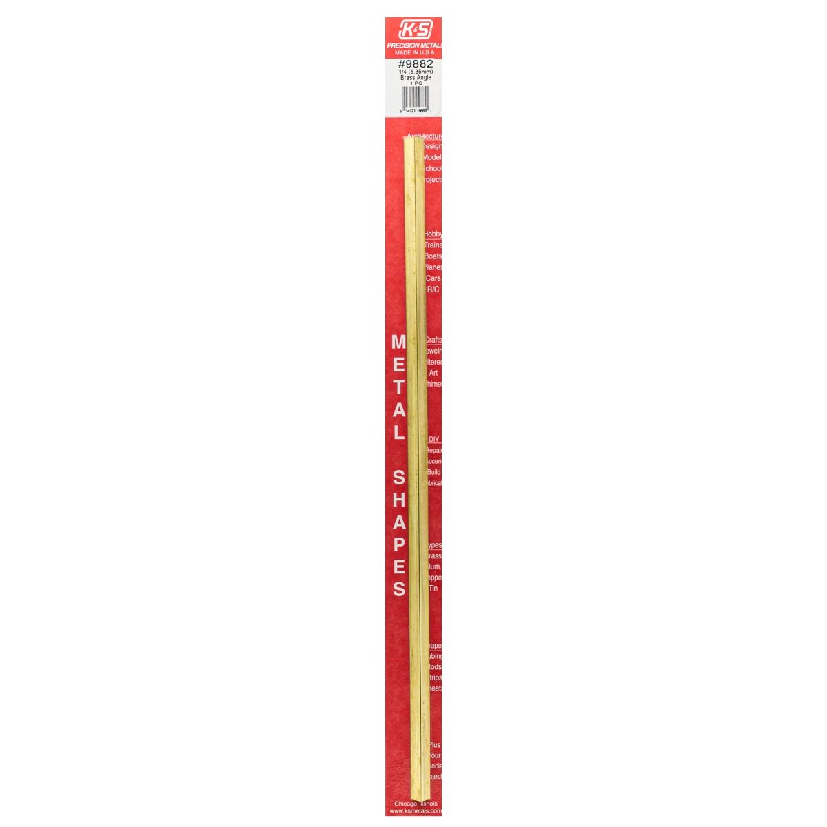 K&S Metal Products 9882 0.014 Wall 1/4 Leg Length Brass Angle 1cd