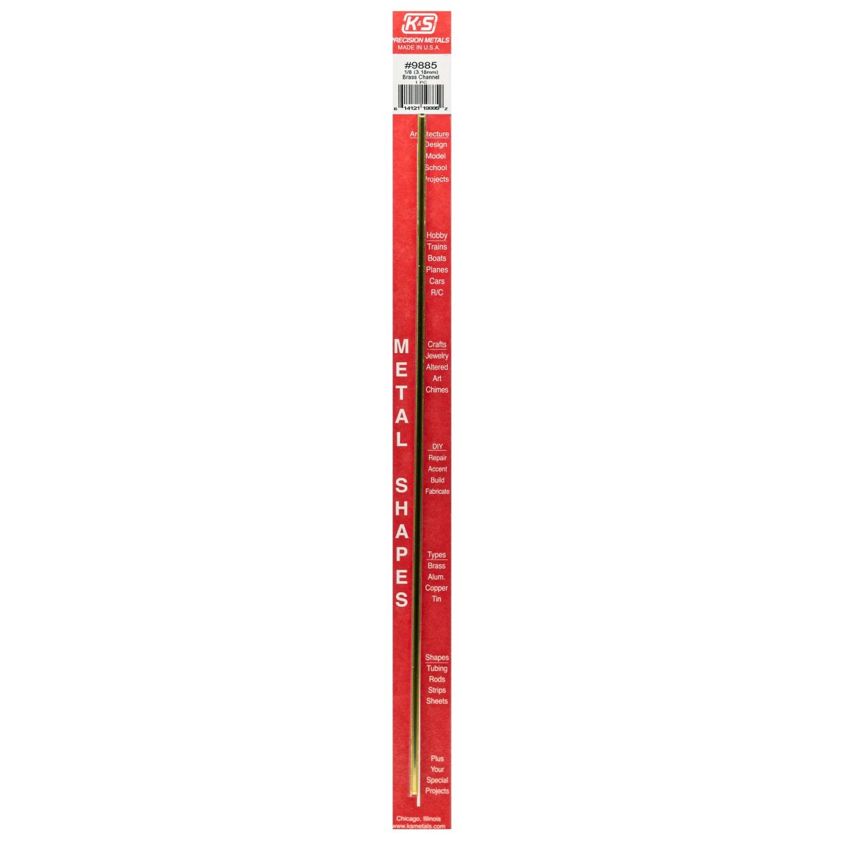 K&S Metal Products 9885 0.014 Wall 1/8 X 1/8 Leg Lengths Brass Angle 1cd