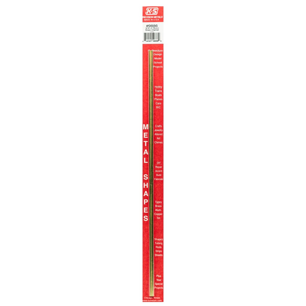 K&S Metal Products 9886 0.014 Wall 3/16 X 1/8 Leg Lengths Brass Angle 1cd
