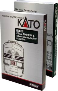 Kato USA Model Train 106090LS N CB&Q Silver Streak Zephyr 6pc Set/LokSound