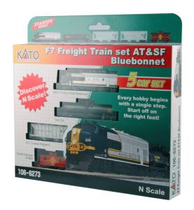 Kato USA Model Train 1066273DCC N F7 SF Blue Bonnet Freight Train Set w/o Track/DCC