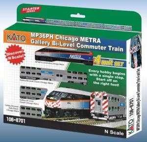 Kato USA Model Train 1068701DCC N Metra MP36PH #427 & (3) Bi-Level Commuter Cars w/DCC