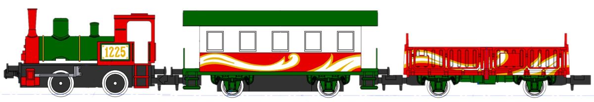 Kato USA Model Train 1225 N Pocket Line Series Christmas Steam Loco & Wagons