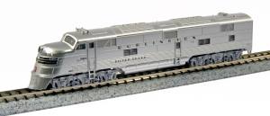 Kato USA Model Train 1765401DCC N E5A Diesel CB&Q #9910A/Silver Speed w/DCC