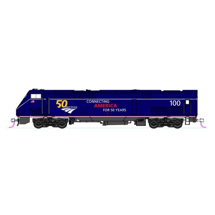 Kato USA Model Train 1766035DCC N P42 Diesel Amtrak #100/Midnight Blue 50th Anniversary DCC