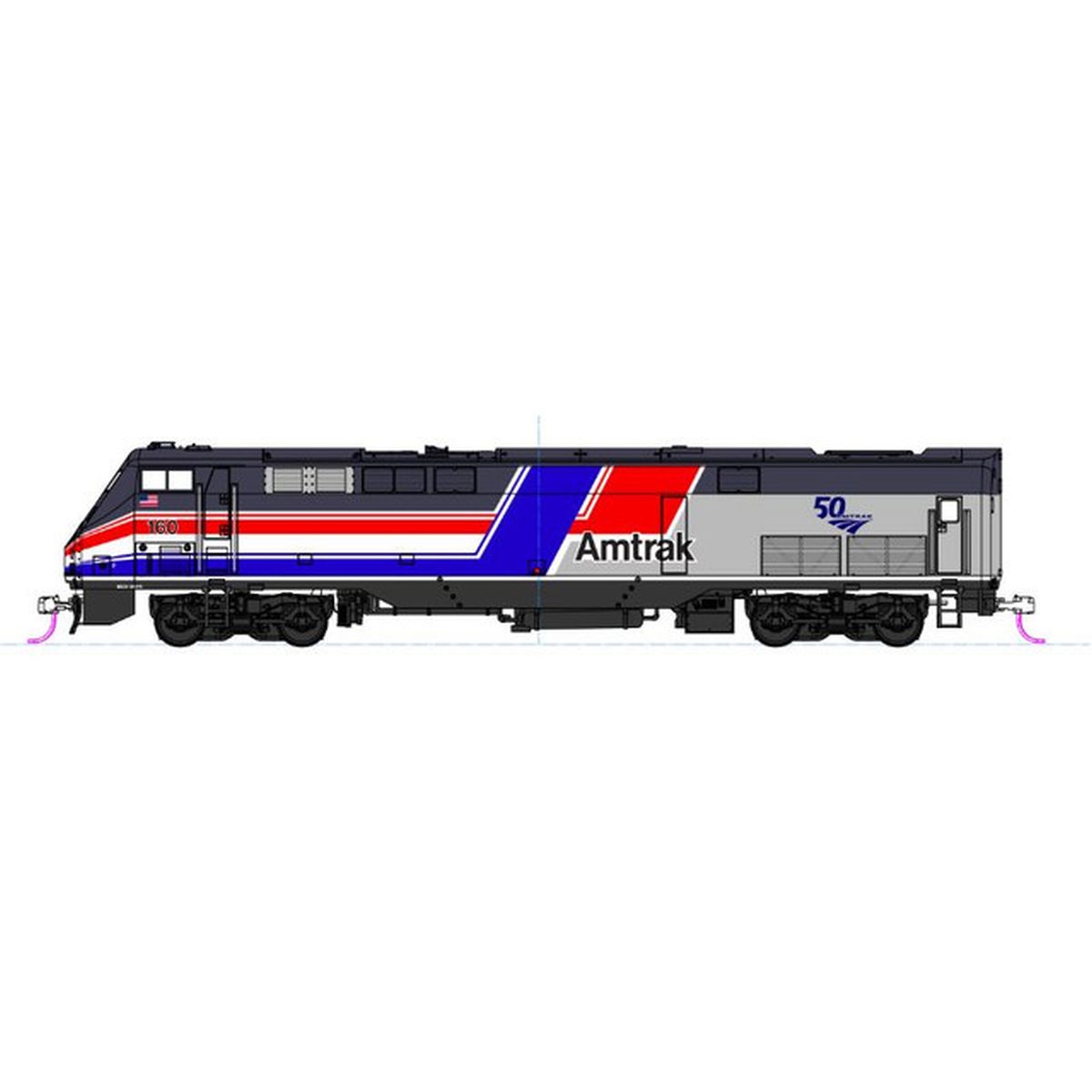 Kato USA Model Train 1766038 N P42 Diesel Amtrak PhIII Dash 8 #160/50th Anniversary