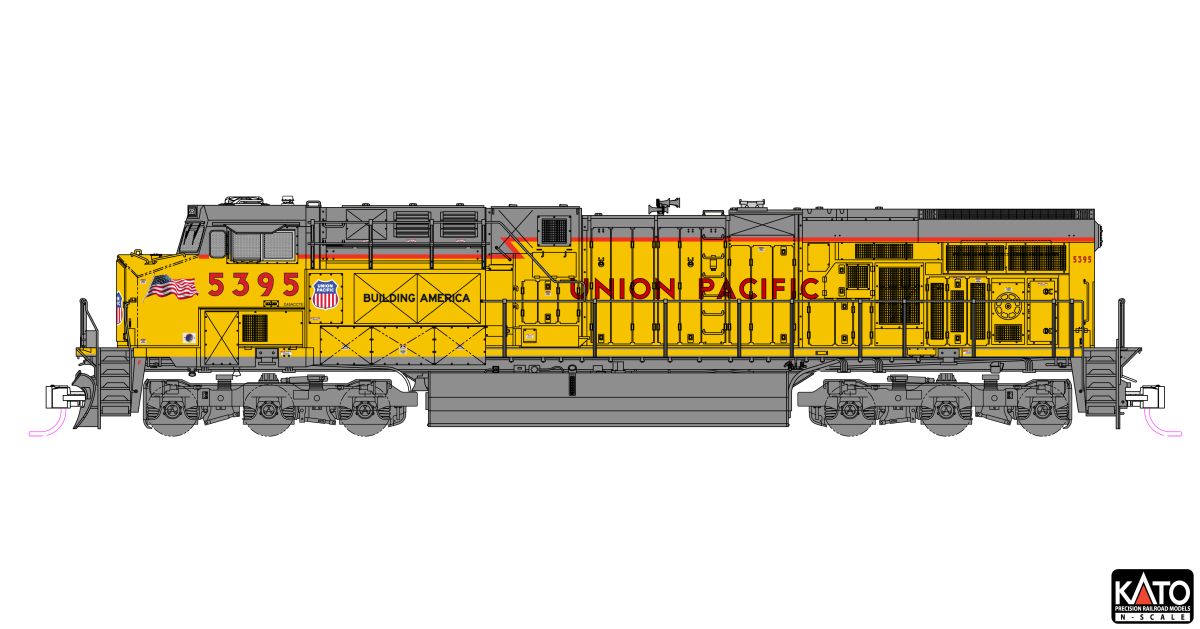 Kato USA Model Train 1768965DCC N ES44AC Diesel UP #5395/Nose Flags/DCC