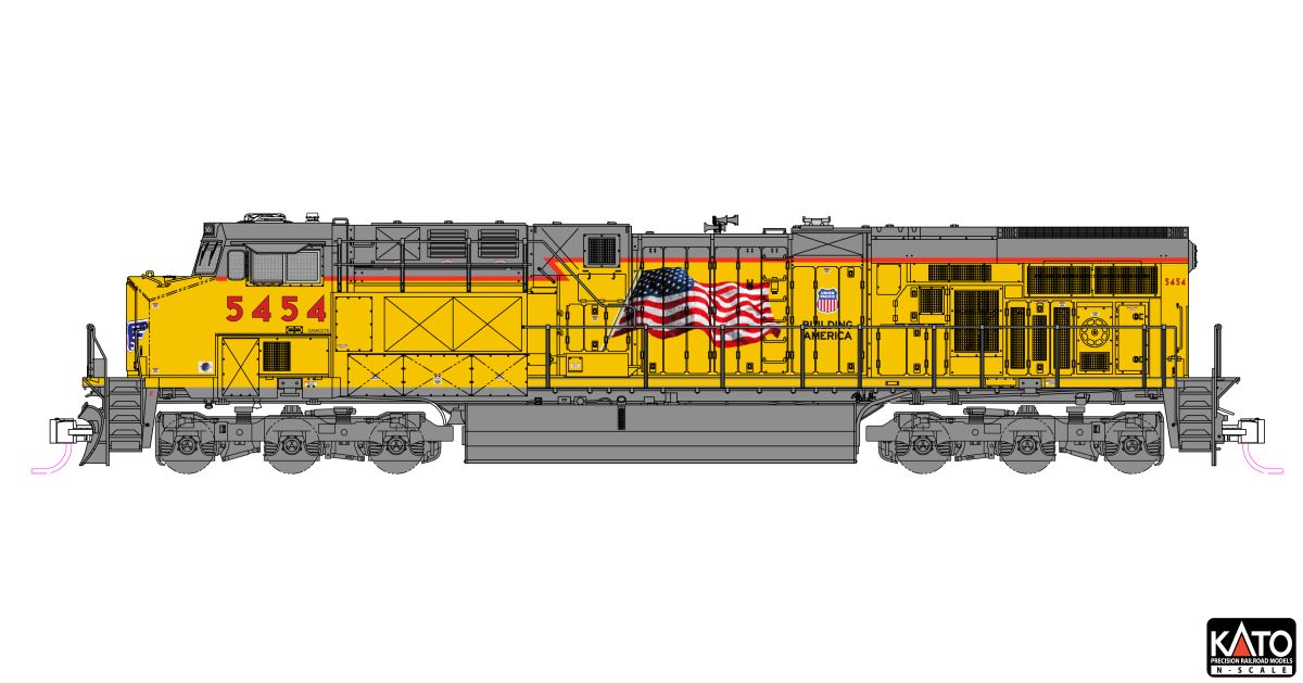 Kato USA Model Train 1768966DCC N ES44AC Diesel UP #5454/Flag/DCC