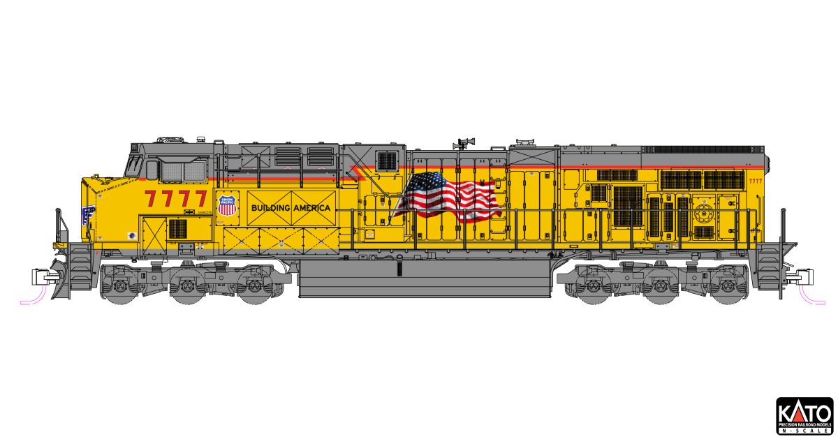 Kato USA Model Train 1768967DCC N ES44AC Diesel UP #7777/Flag/DCC
