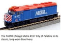 Kato USA Model Train 1769107DCC N F40PH Diesel Chicago Metra #157 City of Palatine w/DCC