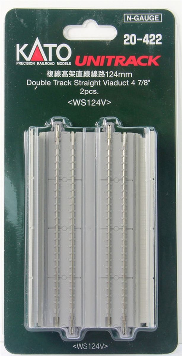 Kato USA Model Train 20422 124mm (4 7/8 ) Concrete Slab Double Track Straight Viaduct