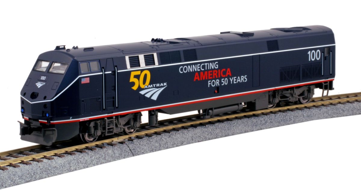 Kato USA Model Train 376113LS HO P42 Diesel Amtrak #100/Midnight Blue/50th Anniversary w/E