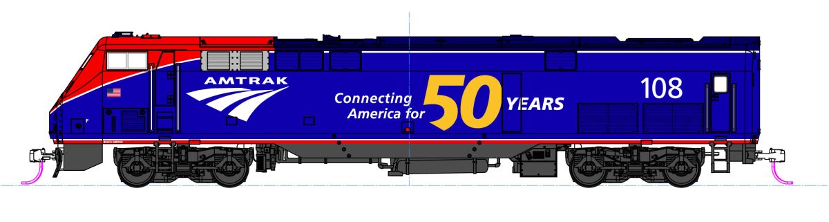 Kato USA Model Train 376115LS HO P42 Diesel Amtrak PhVI #108 w/50th Anniversay Logo/USU Lo