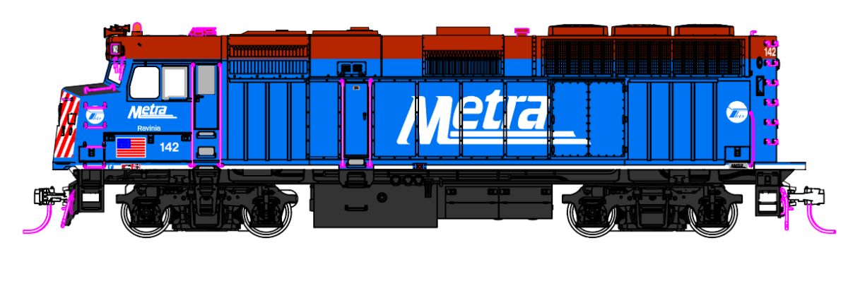 Kato USA Model Train 376574DCC F40PH with Ditch lights Chicago Metra Standard Paint #142 DC