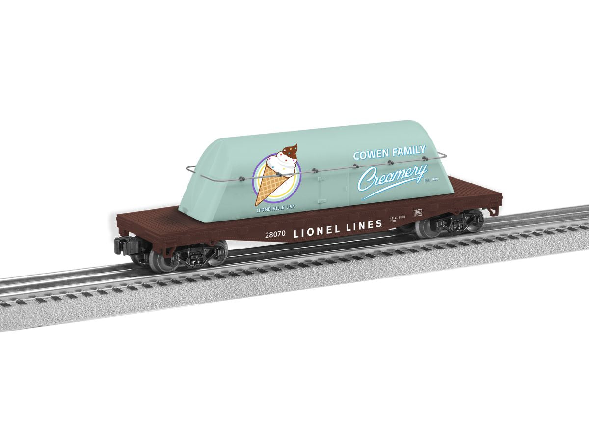 Lionel Train 2328070 O RTR Lionelville Milk Flatcar w/Milk Container